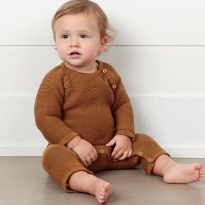 Zestt Organic Knit Baby Romper Bronze Long Sleeve Size 6-12 months